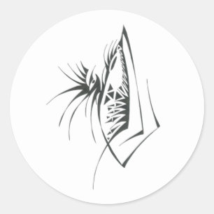 Pegatina Redonda Arte de tatuaje tribal abstracto en blanco y negro