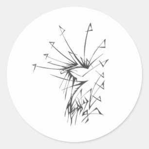 Pegatina Redonda Arte de tatuaje tribal abstracto en blanco y negro