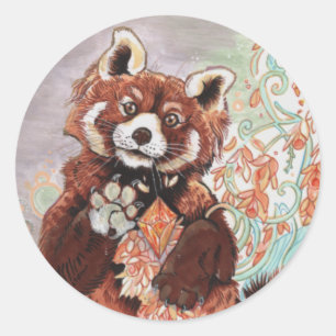 Pegatina Redonda Arte De Vibes Cristalinas De Panada Roja