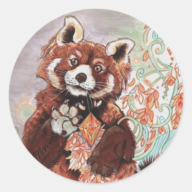 Pegatina Redonda Arte De Vibes Cristalinas De Panada Roja (Anverso)