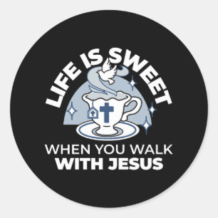 Pegatina Redonda Arte de vida fiel - Equipo con cruz y paloma