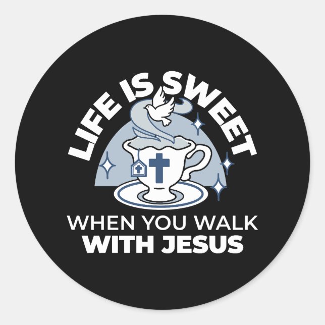 Pegatina Redonda Arte de vida fiel - Equipo con cruz y paloma (Anverso)