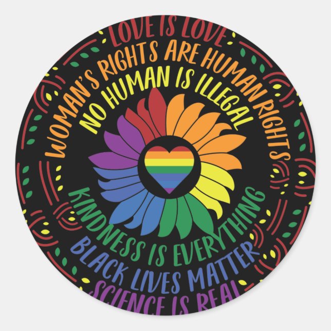 Pegatina Redonda Arte de Word de Justicia Social (Anverso)