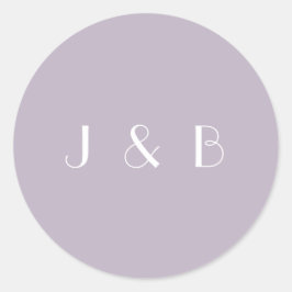 Pegatina Redonda Arte Deco Antiguo Monograma Sencillo Lila Polvorie