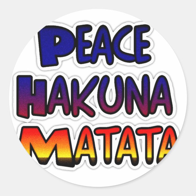 Pegatina Redonda Arte degradado de Peace Hakuna Matata (Anverso)