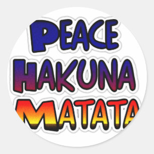 Pegatina Redonda Arte degradado de Peace Hakuna Matata