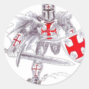 Pegatina Redonda Arte del caballero de Templar