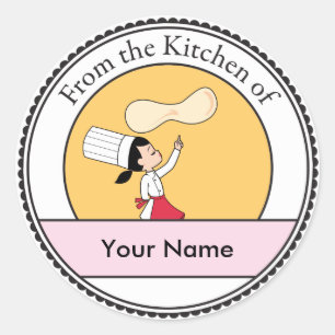 Pegatina Redonda Arte del cocinero de la pizza