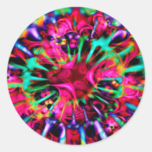 Pegatina Redonda Arte del fractal del Apophysis del caleidoscopio -