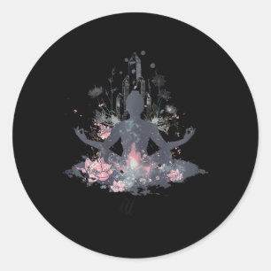 Pegatina Redonda Arte del mantra de meditación Zen y viaje de yoga