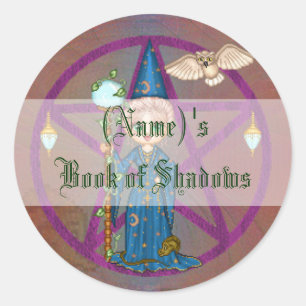 Pegatina Redonda Arte del pixel de Penctacle de la mujer de Witchy