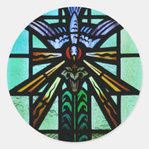 Pegatina Redonda Arte del vitral del Espíritu Santo