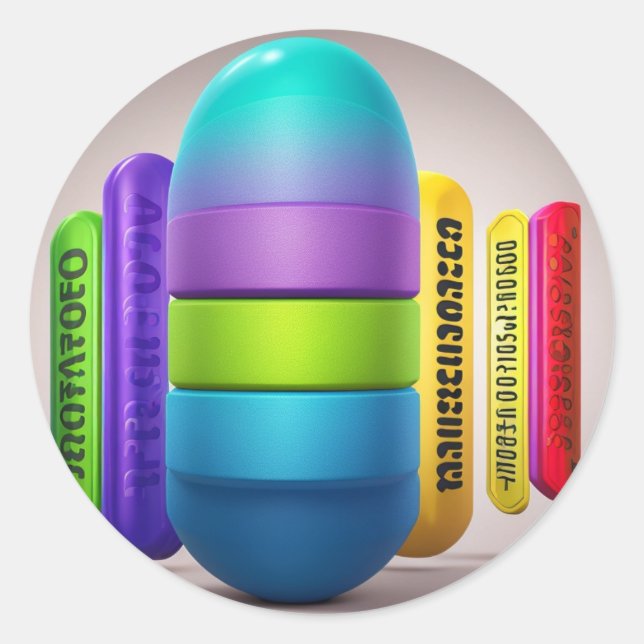 Pegatina Redonda "Arte desatado: cautivante colección de cápsulas (Anverso)