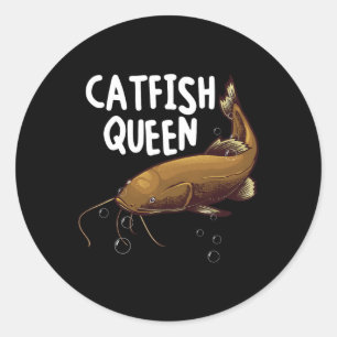 Pegatina Redonda Arte divertido de Catfishing Mujeres Mamá Catfish