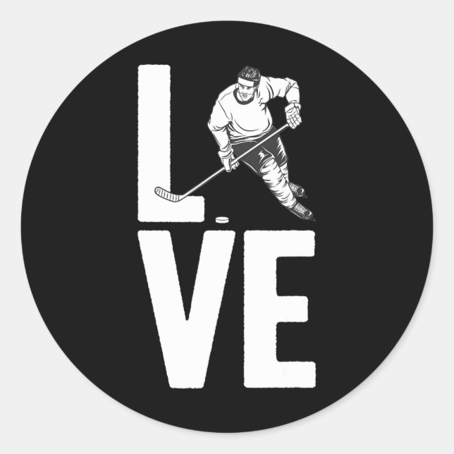 Pegatina Redonda Arte divertido de hockey sobre hielo para hombres  (Anverso)