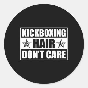 Pegatina Redonda Arte divertido de kickboxing para hombres y mujere