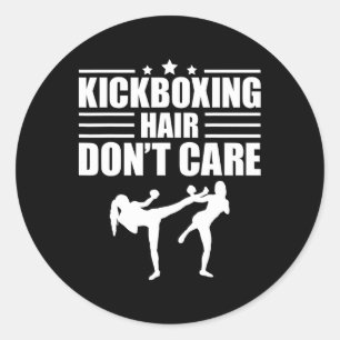 Pegatina Redonda Arte divertido de kickboxing para hombres y mujere