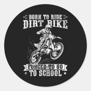 Pegatina Redonda Arte divertido de moto de cross para niños y niñas