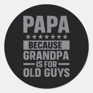 Pegatina Redonda Arte divertido de Papá para abuelo de nietos Día d