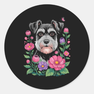 Pegatina Redonda Arte divertido de Schnauzer para mujeres amantes d