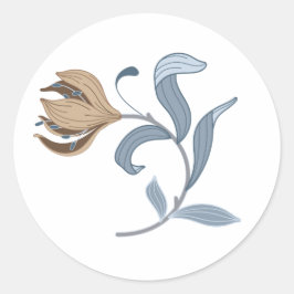 Pegatina Redonda Arte elegante y flores de artesanía