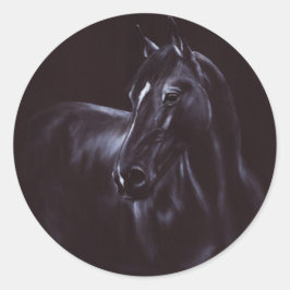 Pegatina Redonda Arte equino pintado a mano