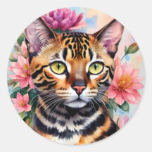 Arte floral de gato bengalí