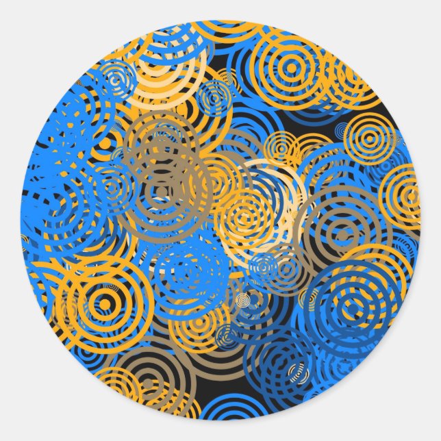 Pegatina Redonda Arte fractal Círculos azules Girar Mandala Arte Pa (Anverso)