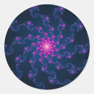 Pegatina Redonda Arte fractal de flores de vida