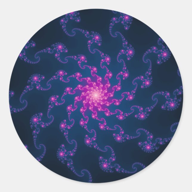 Pegatina Redonda Arte fractal de flores de vida (Anverso)