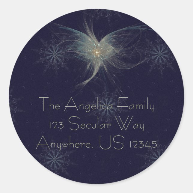 Pegatina Redonda Arte Fractal de Winter Angel (Anverso)