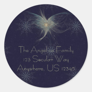Pegatina Redonda Arte Fractal de Winter Angel
