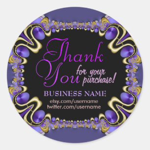 Pegatina Redonda Arte Fractal Purple Royal Web Business Gracias