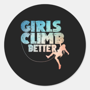 Pegatina Redonda Arte genial de escalada en roca para mujeres y niñ