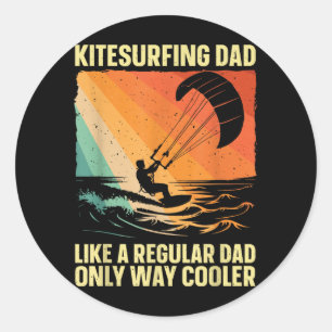 Pegatina Redonda Arte genial de kitesurfing para hombres papá kites