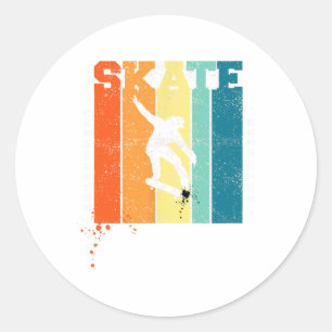 Pegatina Redonda Arte genial de skateboarding para hombres y mujere
