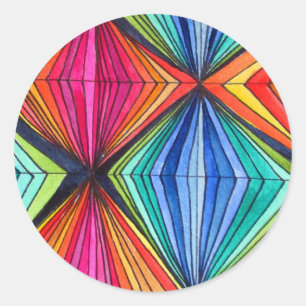 Pegatina Redonda Arte geométrico óptico arcoiris