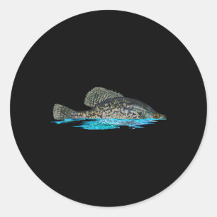 Pegatina Redonda Arte Gráfico de Pesca de Crappie Pez Crappie Fishe