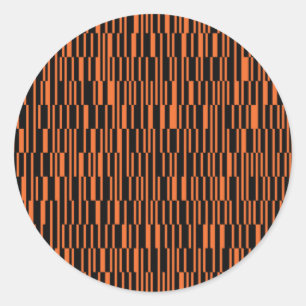 Pegatina Redonda arte gráfico geométrico moderno, moderno y naranja