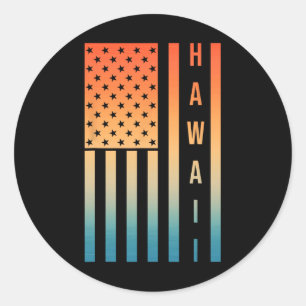 Pegatina Redonda Arte Hawaiano Lindo Para Hombres Mujeres Surfing H