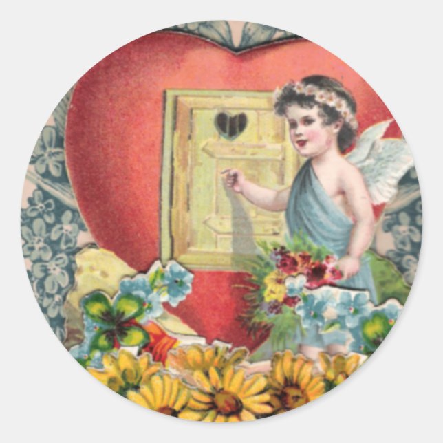 Pegatina Redonda Arte ilustrado de época (Anverso)