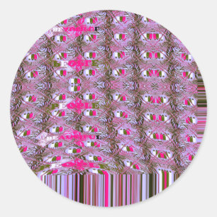 Pegatina Redonda Arte impreso de patrón abstracto denso e intrincad