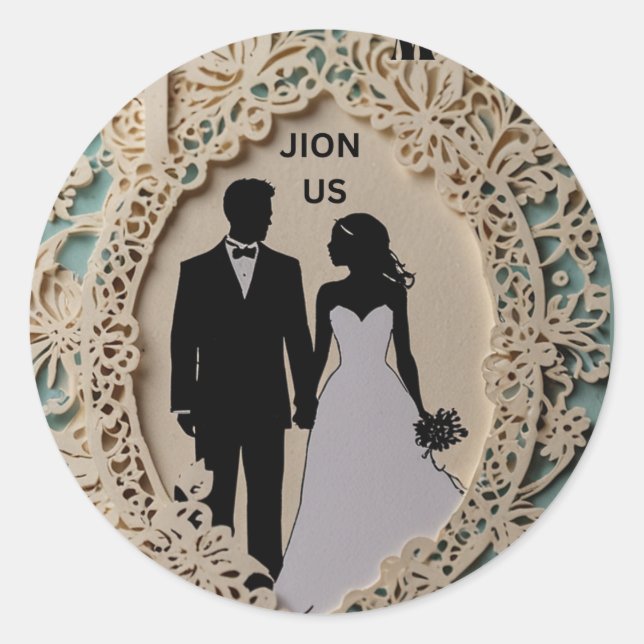 Pegatina Redonda arte intrincado de pareja abstracta boda (Anverso)