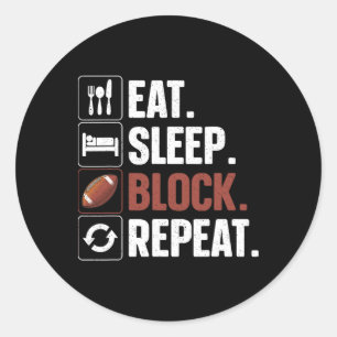 Pegatina Redonda Arte Lineman Para Hombres Futbolista Offensiv