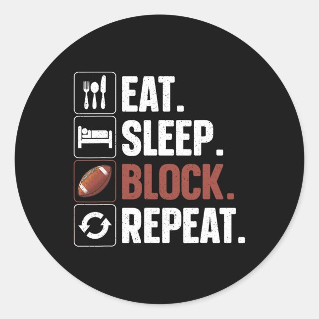 Pegatina Redonda Arte Lineman Para Hombres Futbolista Offensiv (Anverso)