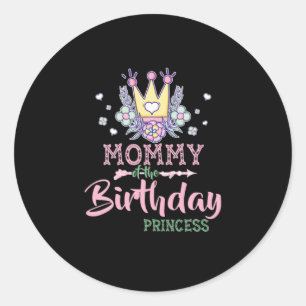 Pegatina Redonda Arte Madre   Mami Of Birthday Princess Xmas