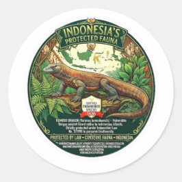 Pegatina Redonda Arte majestuoso del dragón de Komodo: icónico salv