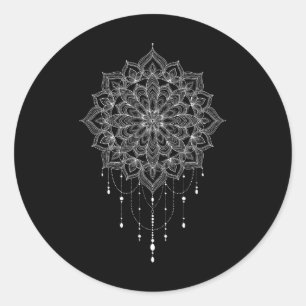 Pegatina Redonda Arte Mandala Zen Botánico Suculento Espiritual Boh