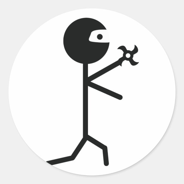 Pegatina Redonda arte marcial negro ninja star shiruken (Anverso)