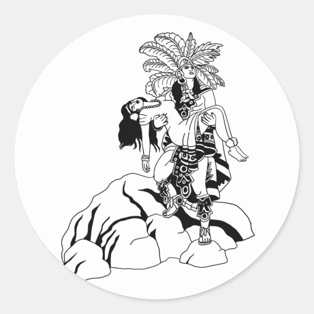 PEGATINA REDONDA ARTE MEXICANO ORIGINAL DE ZTEC (Anverso)